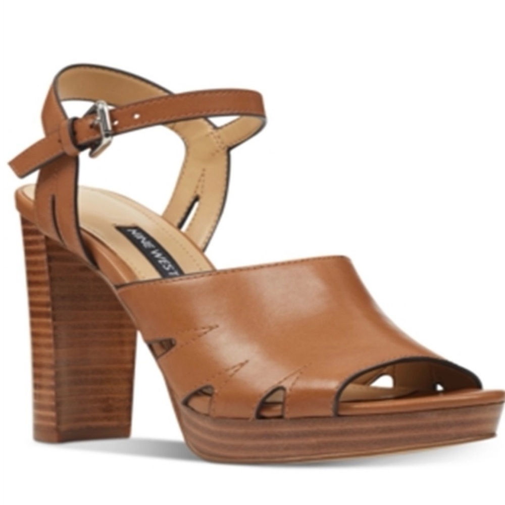 Nine West brown leather platform heels shoes Size 7.5 - Picture 13 of 14
